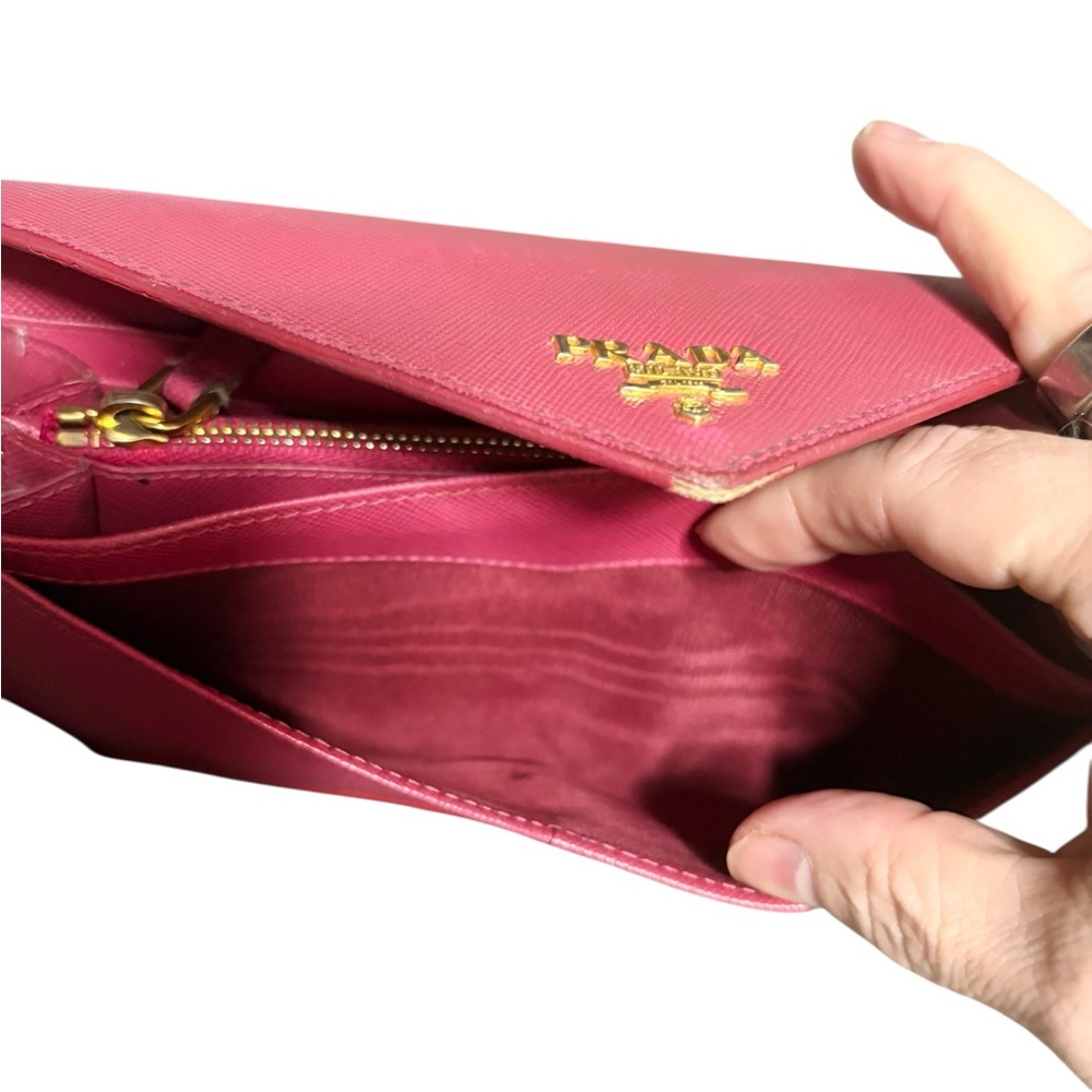 Prada Fuchsia Pink Leather Wallet color fade a bit as shown Vintage - Picture 8 of 8